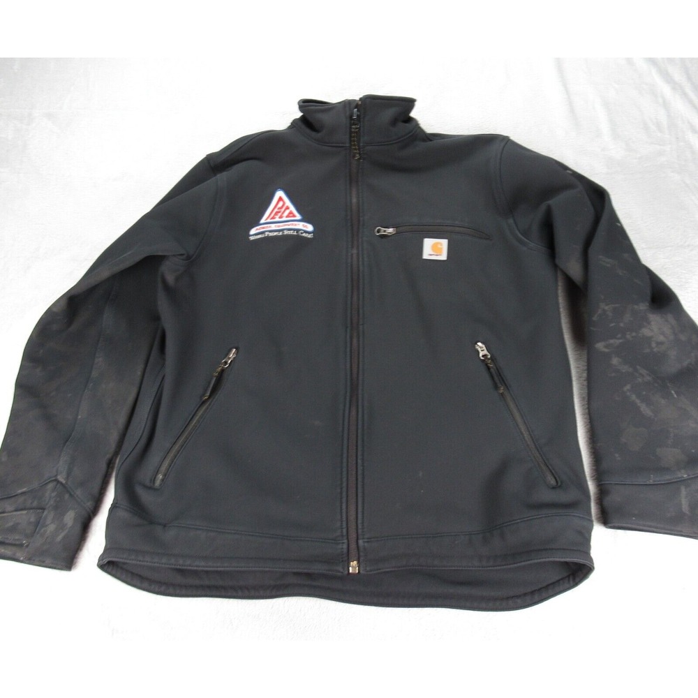 Carhartt Jacket Men Medium Black Logo Rugged Rain Wind Crowley Waterproof READ